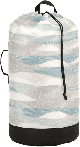 Miniatura 30 de Mochila de lavandería con hojas de estilo bohemio beige con correas ajustables para el hombro, bolsa de lavandería sucia para viajes, campamento