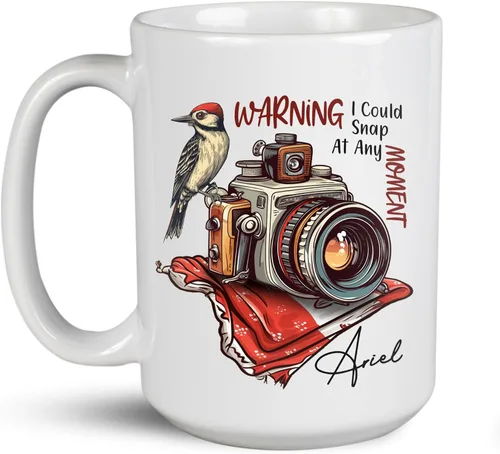 Miniatura 14 de Taza de café personalizada con nombre, taza de regalo personalizada para amantes de la fotografía, amigos, familia, taza de té blanca de 11 o 15