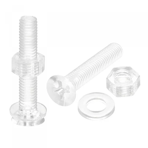 Miniatura 8 de uxcell Tornillos de máquina Phillips de plástico M4 x 0.787 in con tuercas y arandelas planas, pernos de máquina de cabeza plana de PC