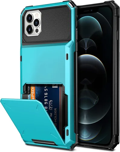Miniatura 19 de Vofolen Funda compatible con iPhone 12, cartera 5G, 4 ranuras para tarjetas, tarjetero con bolsillo oculto, doble capa, cubierta trasera protectora