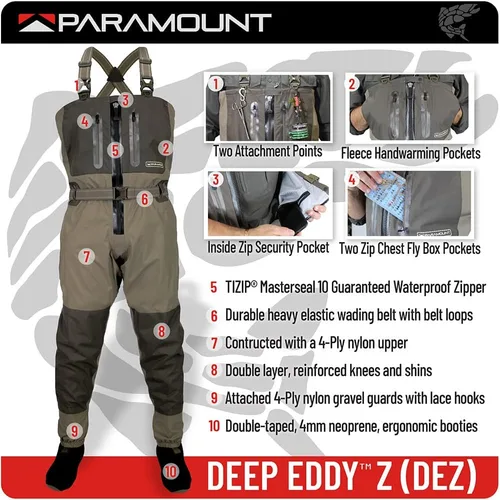 Miniatura 6 de Paramount Outdoors Deep Eddy - Vadeador de pesca transpirable con cremallera y calcetines de pecho