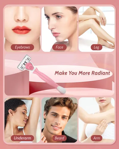 Miniatura 5 de Maquinillas de afeitar para mujer para piel sensible con 15 recambios de cuchillas, 6 cuchillas para afeitar, incluyendo 2 maquinillas de afeitar