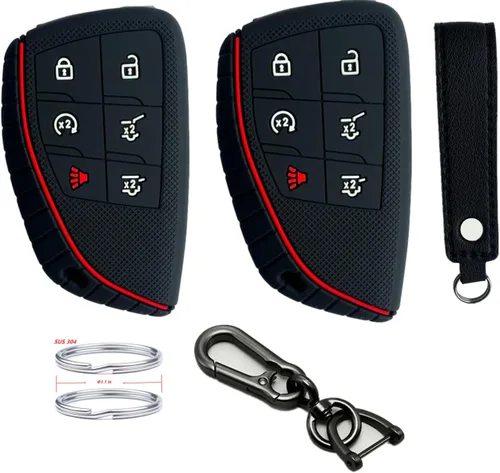 Funda de goma de silicona para llavero compatible con Chevrolet Chevy Suburban Tahoe GMC Yukon GM-13541565 2020 2021 2022 2023 (6 botones, negro)