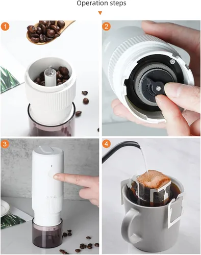 Miniatura 5 de Molinillo de café eléctrico Molino automático de frijoles Molinillo portátil Molienda de cerámica ajustable Uso fácil