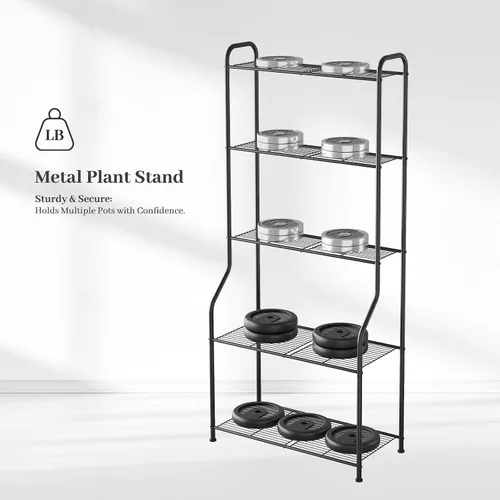 Miniatura 7 de Kitsanery Soporte para plantas de interior y exterior para múltiples plantas, estante de metal resistente de 5 niveles, escalera grande para jardín