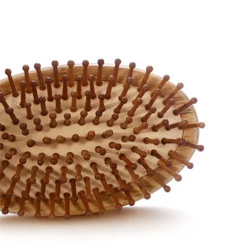 Miniatura 5 de JewelryWe Cepillo de masaje de bambú natural antiestático ovalado con mango largo para el cabello, cojín de aire, cuidado del cabello, cepillo