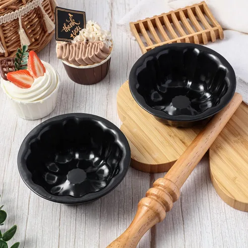 Miniatura 4 de Ctosree 8 piezas de 4 pulgadas estriado mini molde para pasteles antiadherente estriado molde de acero al carbono tubo de metal horno horno molde