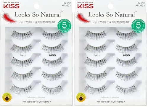 Miniatura 10 de KISS Looks So Natural - Paquete múltiple de pestañas postizas, ligeras y cómodas, tecnología de extremo cónico, reutilizables, libres de crueldad