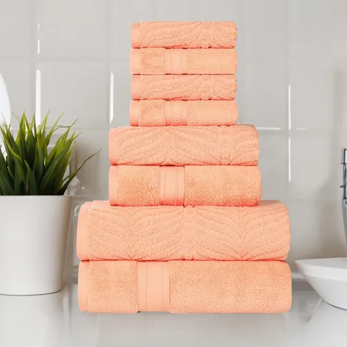 Miniatura 42 de Superior Juego de toallas surtidas de algodón Chevron de 12 piezas, cero torsión, secado rápido, artículos esenciales para el hogar, ducha, spa