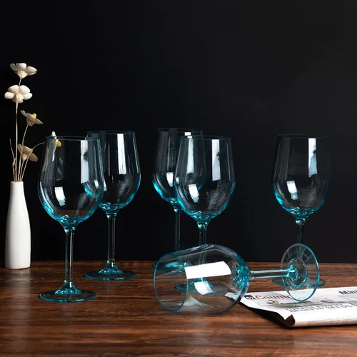 Miniatura 4 de KX-WARE Copas de vino clásicas de acrílico multiusos, copas de vino de tallo de plástico de 19 onzas, juego de 6 multicolor