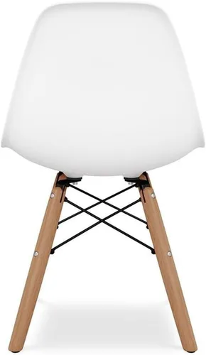 Miniatura 5 de Sillas de plástico y madera de 21.75 pulgadas para sala de juegos para niños en blanco (juego de 2)
