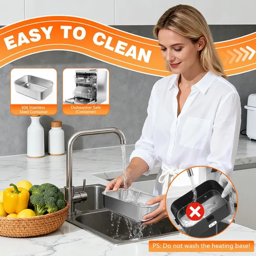 Miniatura 7 de Fiambrera eléctrica para adultos, 2.8L doble capa 100 W, calentador de alimentos calentado rápido, calentador de alimentos para uso en casa