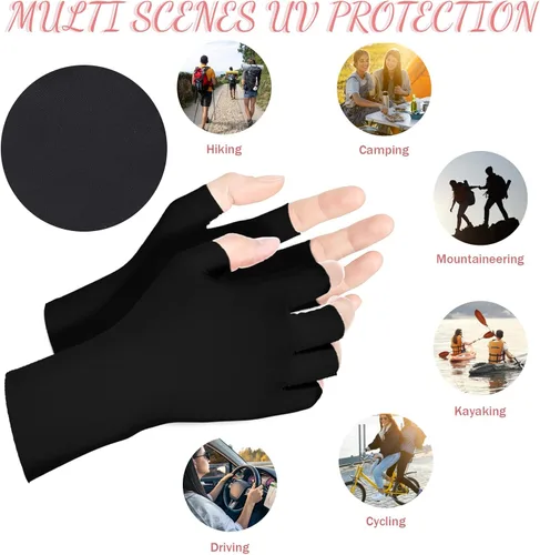 Miniatura 7 de Guantes UV para lámpara de uñas de gel, 6 piezas (3 pares) guantes anti UV para lámpara de uñas de gel, guante de protección para manicuras, guantes