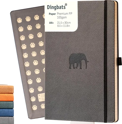 Miniatura 10 de Dingbats - Cuaderno extra grande con puntos de vida silvestre, ballena azul, A4, cuaderno de tapa dura, piel sintética, papel perforado, crema a