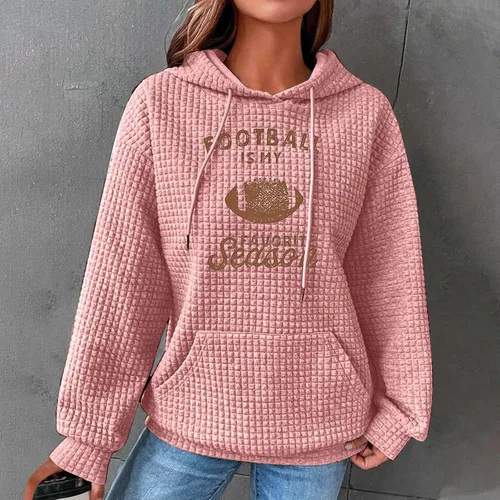 Miniatura 2 de Shiyingl Letter Print Football Season Graphic for Women Breathable Loose Fit Xmas Pullover Casual Long Sleeve Tops Hoodies
