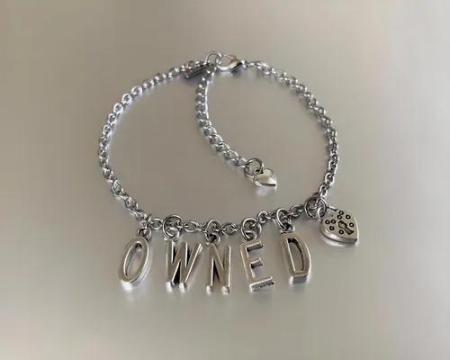 Miniatura 4 de Joyería de pulsera tobillera con dije de cerradura - BDSM Bondage, Acero inoxidable, Ágata