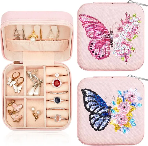 Miniatura 7 de Hinly 2 Piezas Caja de Almacenamiento Portátil para Pintura de Diamantes, Organizador de Joyería de Arte DIY, Accesorios de Pintura de Diamantes