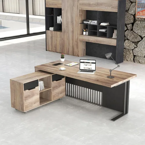 Miniatura 12 de Escritorio de oficina ejecutivo moderno de 63 pulgadas, escritorio para computadora para oficina en casa, muebles de negocios, estación de trabajo