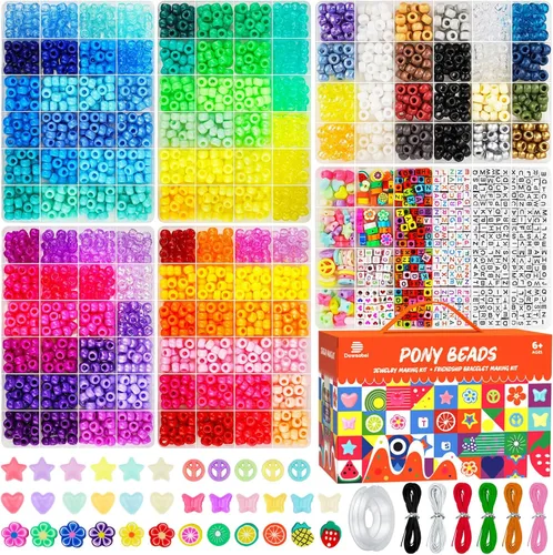 Miniatura 15 de Kit de Fabricación de Pulseras Dowsabel, Cuentas para Hacer Pulseras Poni, Kandi, Arcilla Polimérica, Cuentas con Cara Sonriente y Letras para Hacer