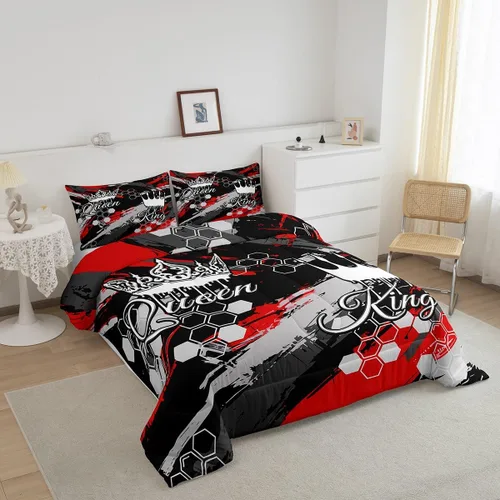 Miniatura 2 de jejeloiu Juego de ropa de cama Queen y King, juego de edredón de panal para niños, niñas, adolescentes, decoración de habitación, edredón Multi 07