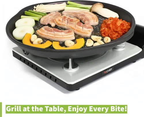 Miniatura 3 de TECHEF - Sartén antiadherente coreana para barbacoa, sartén KBBQ, sin PFOA, apto para horno lavavajillas, fabricado en Corea (negro)