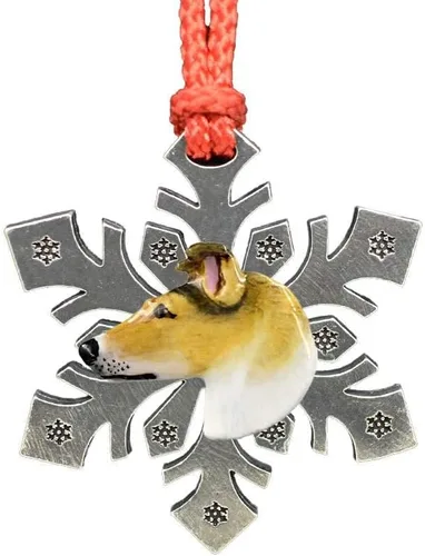 Miniatura 43 de Adorno navideño para colgar en la cabeza de collie con borde de peltre antiguo hecho a mano para decorar coronas y árboles de Navidad del hogar