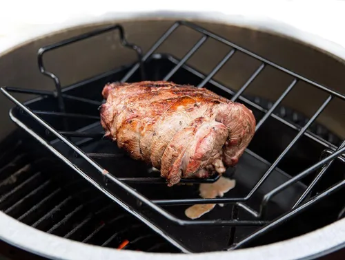 Miniatura 7 de Estante en forma de V para barbacoa para ahumar y asar, estante para asar pavo para huevos grandes y verdes, Kamad Joe, Primo, Visión, estante