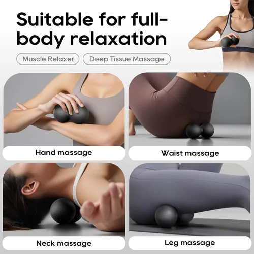 Miniatura 6 de Bola de masaje de maní duro, doble bola de lacrosse para liberación miofascial, yoga y masaje de tejido profundo, fascitis plantar y alivio