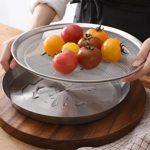 Miniatura 9 de WAGENSTEIGER Juego de bandejas de malla de acero inoxidable con bandeja de goteo, cesta y bandeja para freidora de aire, colador de cocina, colador
