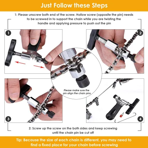 Miniatura 4 de WOTOW Kit de herramientas de reparación de cadena de bicicleta, alicates maestros de eslabones para bicicleta, removedor de alicates y rompedor