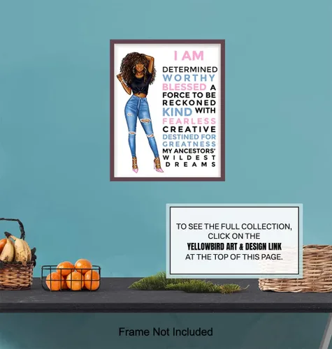 Miniatura 7 de Arte de pared negro motivacional para mujeres latinas hispanas étnicas afroamericanas, citas inspiradoras positivas, póster de decoración del hogar
