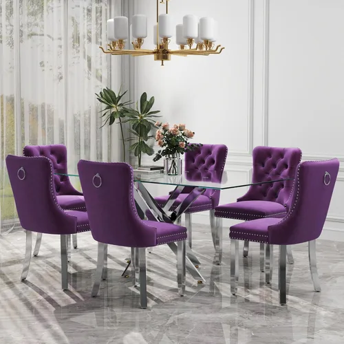 Miniatura 89 de Juego de comedor de 3 piezas con superficie de vidrio transparente, juego de comedor cuadrado minimalista moderno de 36'', juego de mesa de cocina