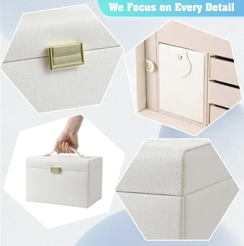 Miniatura 4 de DerBlue Joyero joyero organizador de joyas para mujer organizador de joyas de cuero sintético grande organizador de joyas de cuero sintético gran