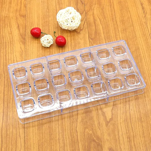 Miniatura 6 de HAPYLY - Molde de policarbonato para hacer chocolate con 24 cuadrículas, forma de cubo, transparente