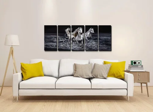 Miniatura 7 de Yihui Arts Arte de pared de metal de caballo hecho a mano, ilustraciones de aluminio modernas 3D animales para sala de estar, dormitorio, decoración