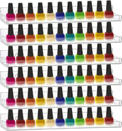 Paquete de 6 estantes de esmalte de uñas, estante organizador montado en la pared con inserciones de extremo antideslizantes extraíbles, soporte de