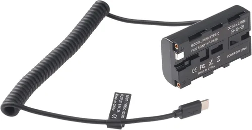 Miniatura 5 de FocusFoto Cable adaptador de batería ficticia USB-C a NP-F550 para Sony NP-F970 NP-F570 NP-F750 NP-F770 F960 F530 F330 para alimentar la cámara