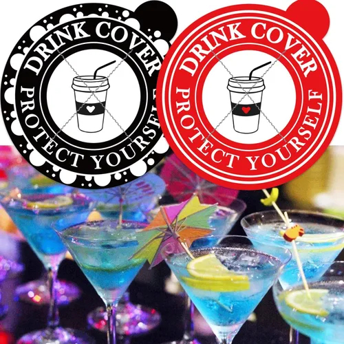 Miniatura 7 de 50 calcomanías de 4 pulgadas para cubrir bebidas antipicos, protección contra el alcohol, para prevención de picos de bebidas desechables