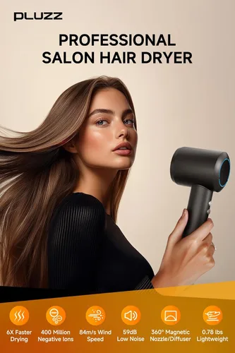 Miniatura 2 de Secador de pelo profesional con difusor para cabello rizado, secador iónico negativo de 1,312.3 ft para secado rápido, motor sin escobillas de alta