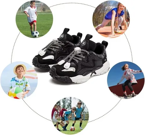 Miniatura 7 de HOBIBEAR Tenis deportivos para correr para niños y niñas, con velcro, ligeros y transpirables (niños pequeñosniños grandes)