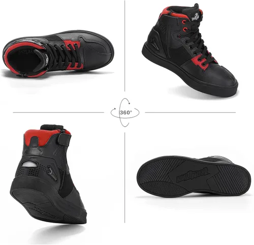 Miniatura 4 de Grapelet Zapatos de motocicleta para hombre, antideslizantes, botas protectoras de motocross con cremallera lateral, soporte de tobillo