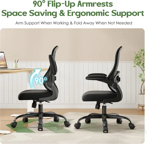 Miniatura 8 de Silla de oficina ergonómica – Silla de escritorio ergonómica – Silla de oficina cómoda de malla para el hogar con ruedas, soporte lumbar ajustable