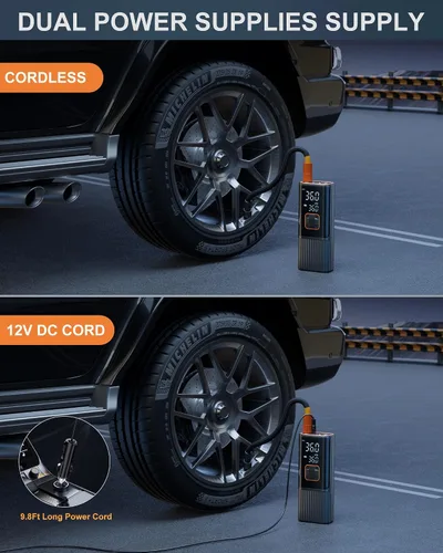 Miniatura 5 de Compresor de aire portátil para inflador de neumáticos, compresor de aire portátil 6 veces más rápido de 180 PSI, bomba de aire eléctrica