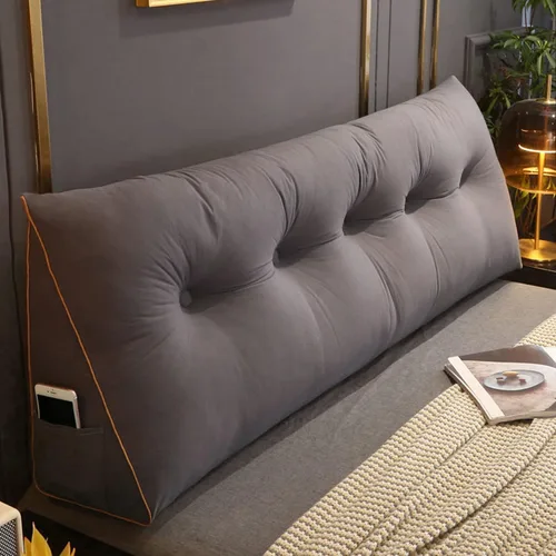 Cómoda almohada lumbar para descansar en cama, cojín de respaldo de lectura, almohada triangular para cabecero, almohada de descanso de cuña, Gris