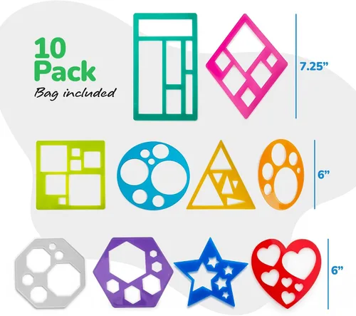 Miniatura 7 de Karty Shape - Juego de plantillas para niños, juego de 10 piezas, kit de plantillas de dibujo colorido, suministros divertidos de artes