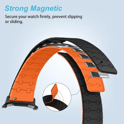 Miniatura 4 de Amizee No Gap Band Compatible con Samsung Galaxy Watch Ultra (2025/2024) Correa de 47mm, Correa de silicona deportiva magnética de 22mm para mujeres