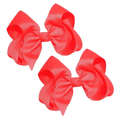 Miniatura 28 de WEBB DIRECT2U Juego de dos lazos para el pelo de grogrén sólido de 4 pulgadas, pinzas de cocodrilo, color verde manzana