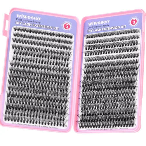 Miniatura 5 de Kit de extensión de pestañas para bricolaje, pestañas individuales con sello de pestañas y sello, kit de extensión de pestañas rizadas D, kit