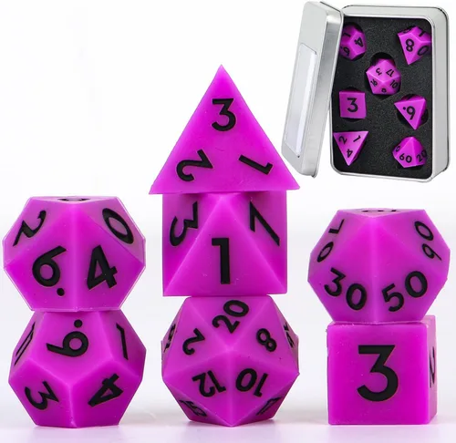 Miniatura 18 de DND - Juego de dados de borde afilado, 7 piezas de dados poliédricos DND con exquisito embalaje de caja de hoja, ideal para juegos de rol