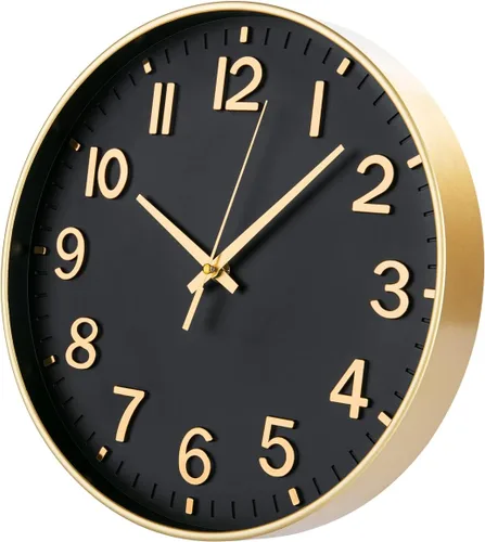 Miniatura 2 de HZDHCLH Relojes de Pared Negros que Funcionan con Pilas, Reloj Moderno Silencioso Sin Tic Tac de 12 Pulgadas para Pared, Reloj de Pared con Números